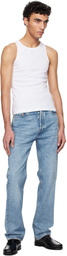 GANNI White Soft Cotton Rib Tank Top