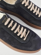 Brunello Cucinelli - Leather-Trimmed Suede Sneakers - Blue
