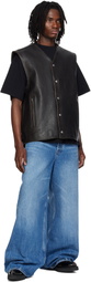 Alexander Wang Black Boxy Moto Leather Vest