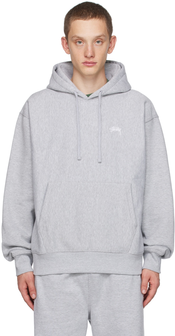 Stüssy Gray Embroidered Hoodie Stussy