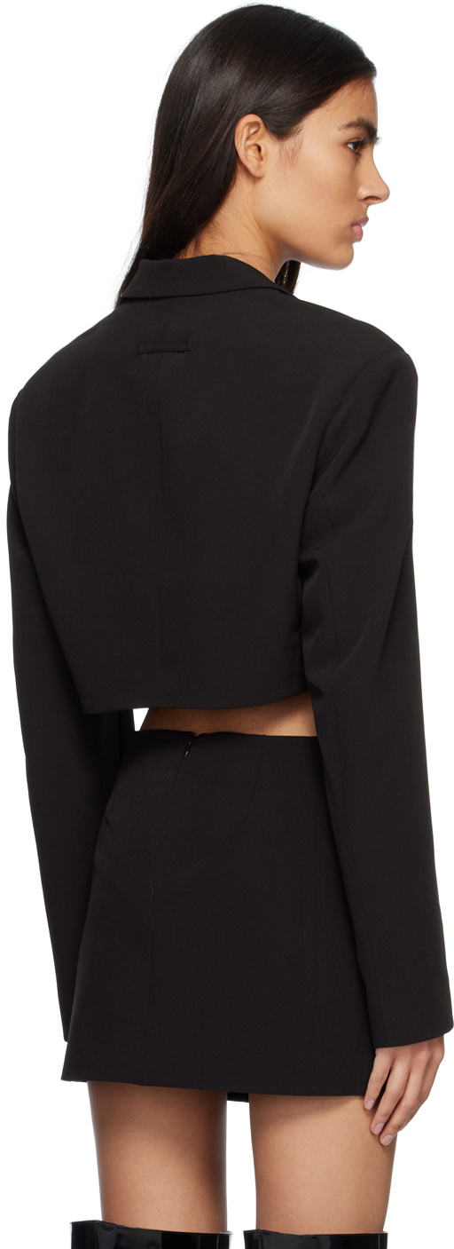 Black Cutout Solid Casual Bustier Blazer
