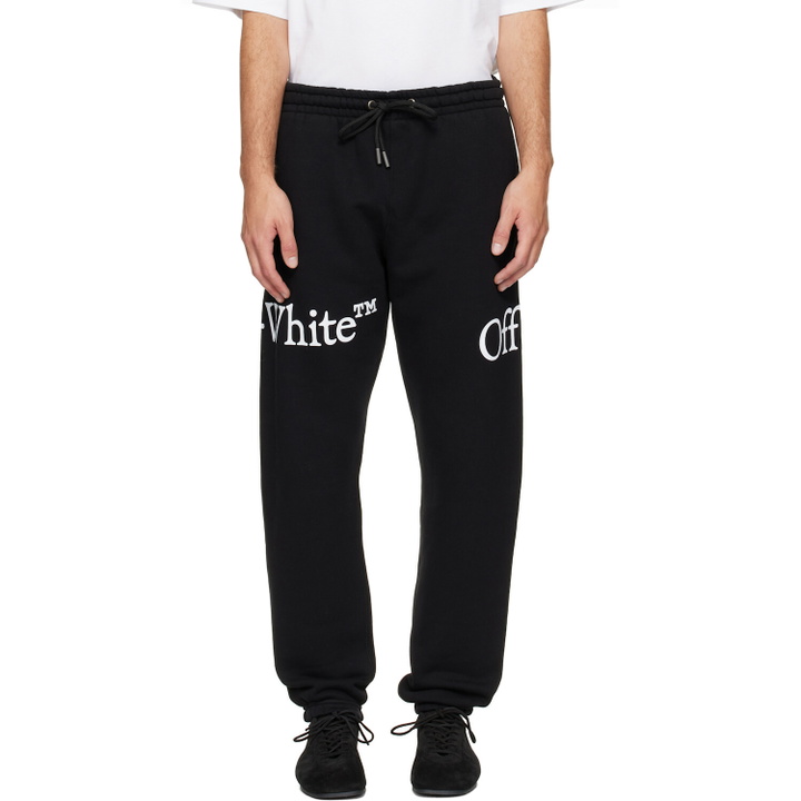 Photo: Off-White Black Bookish Scarf Cuffed Sweatpants