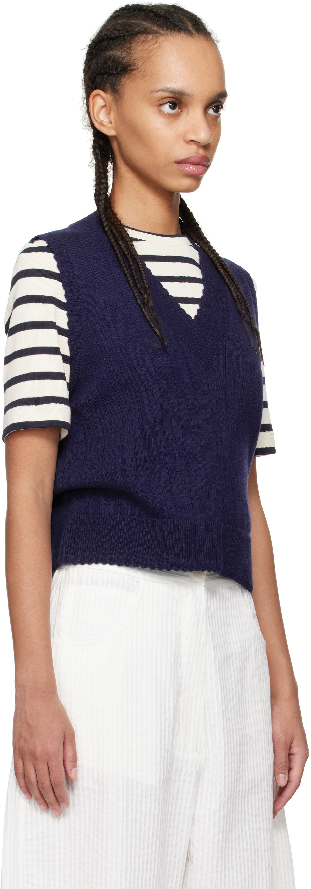 Cordera Blue Merino Pointelle Vest
