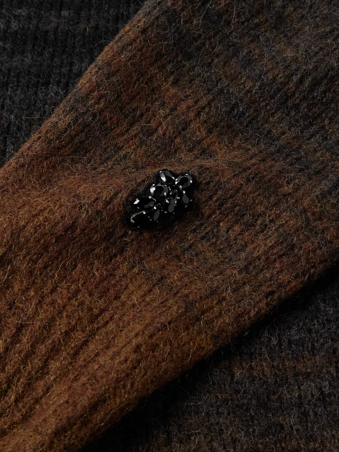 Simone Rocha - Crystal-Embellished Dégradé Brushed-Knit Cardigan - Brown