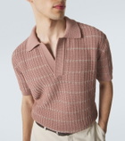 Brioni Embroidered cotton and linen polo shirt