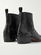 TOM FORD - Kenneth Snake-Effect Patent-Leather Chelsea Boots - Black