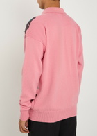 JW Anderson Pringle Argyle Wool Polo Jumper Pink