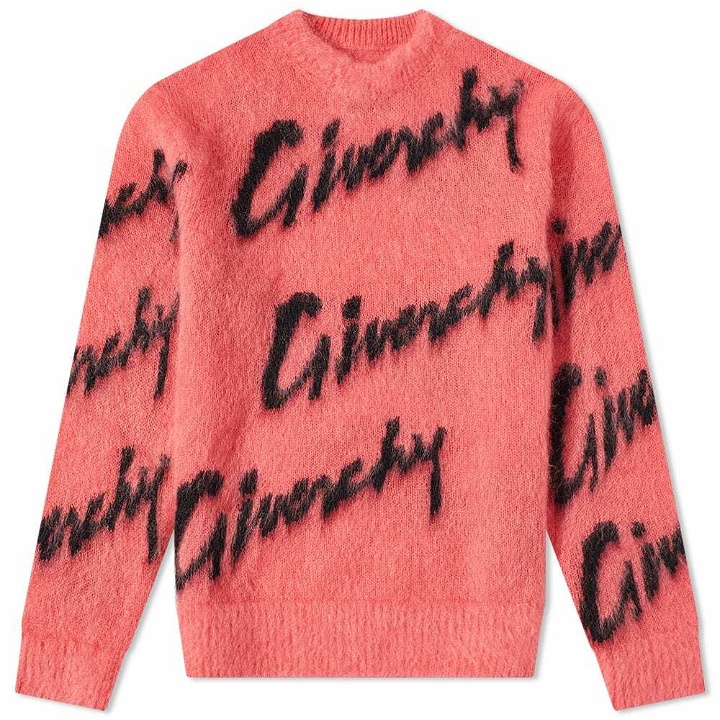 Photo: Givenchy Men's Intarsia Signature Mohair Crew Knit in Pink/Black