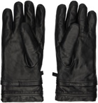 Solid Homme Black Paneled Leather Gloves