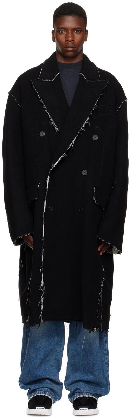 Balenciaga Black Raw Edge Coat Balenciaga