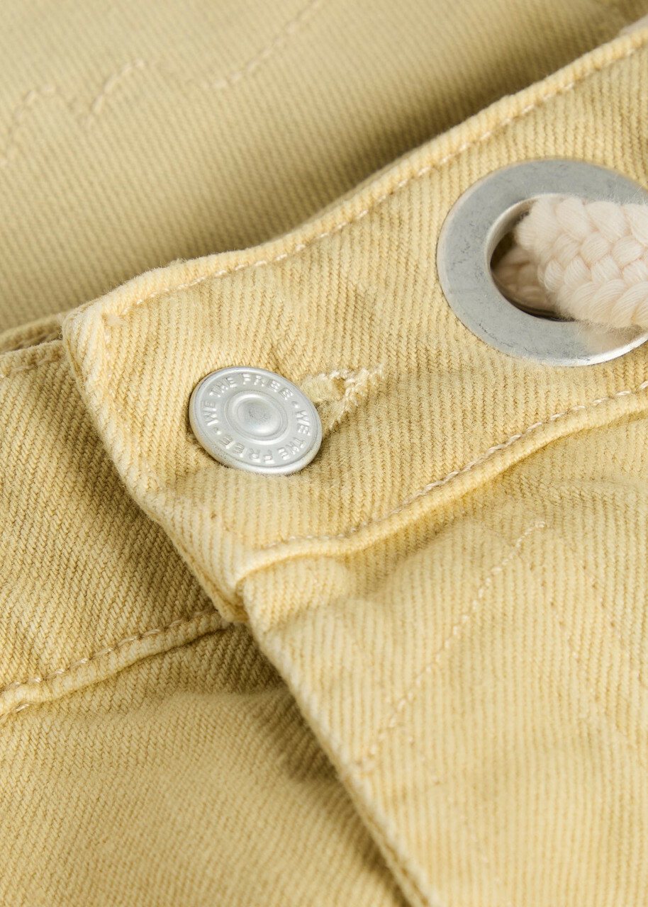 Free People Moxie Drawstring Denim Shorts Yellow