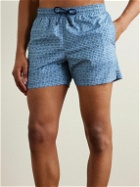 Canali - Straight-Leg Mid-Length Houndstooth Swim Shorts - Blue