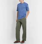 Mr P. - Striped Knitted Linen T-Shirt - Blue