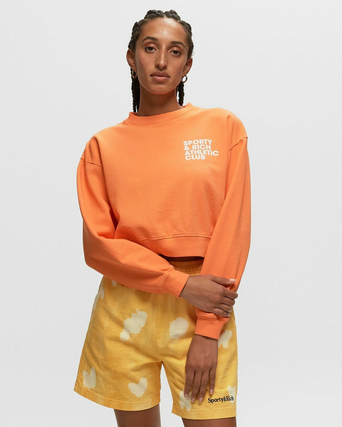 Sporty & Rich Exercise Often Cropped Crewneck Orange Sweatshirts 