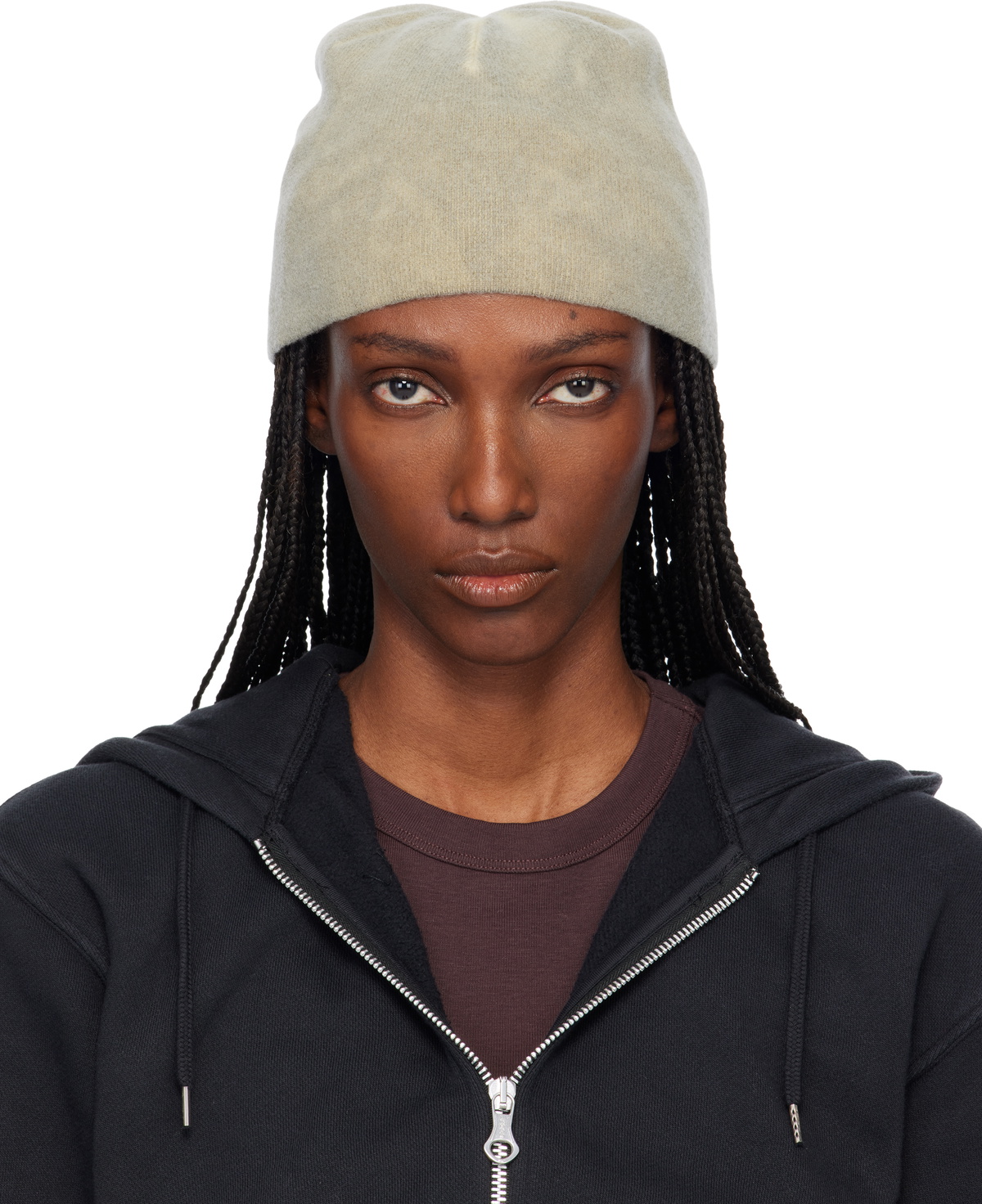 Our Legacy Grey Wool Knit Stripe Beanie Our Legacy