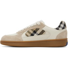 Burberry Beige Leather Suede & Check Terrace Sneakers​