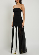 Nensi Dojaka Colour-blocked Stretch-crepe Maxi Dress Black And White