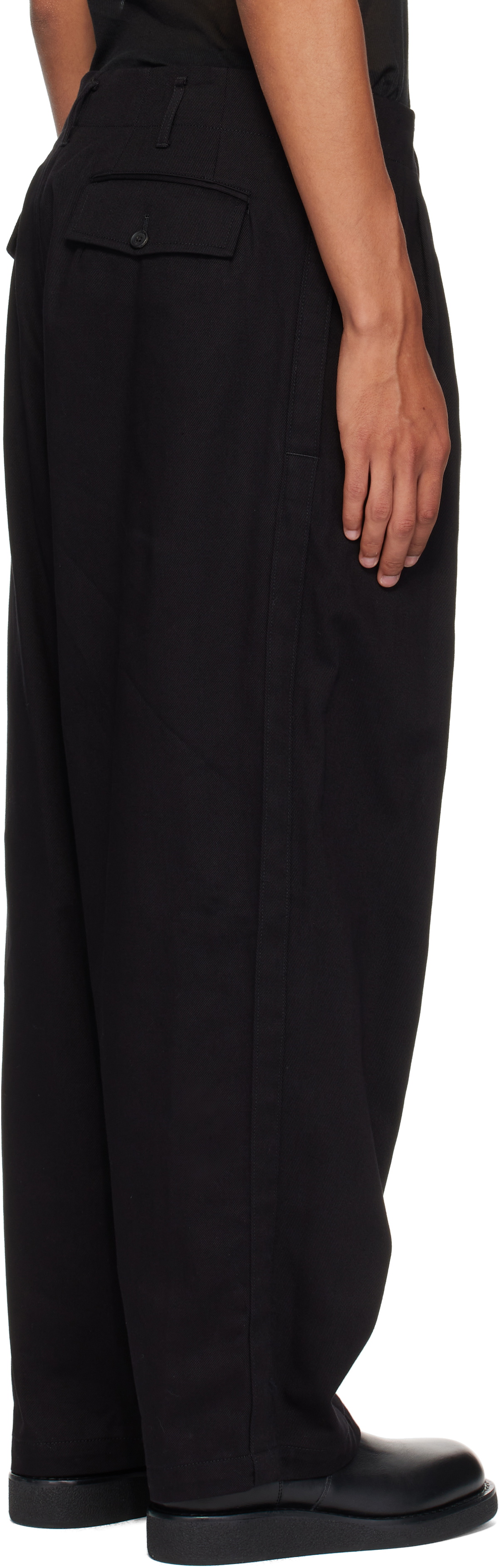 Y's For Men Black Katsuragi Side Tape Trousers
