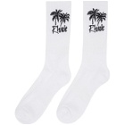 Rhude White Palm Tree Logo Socks