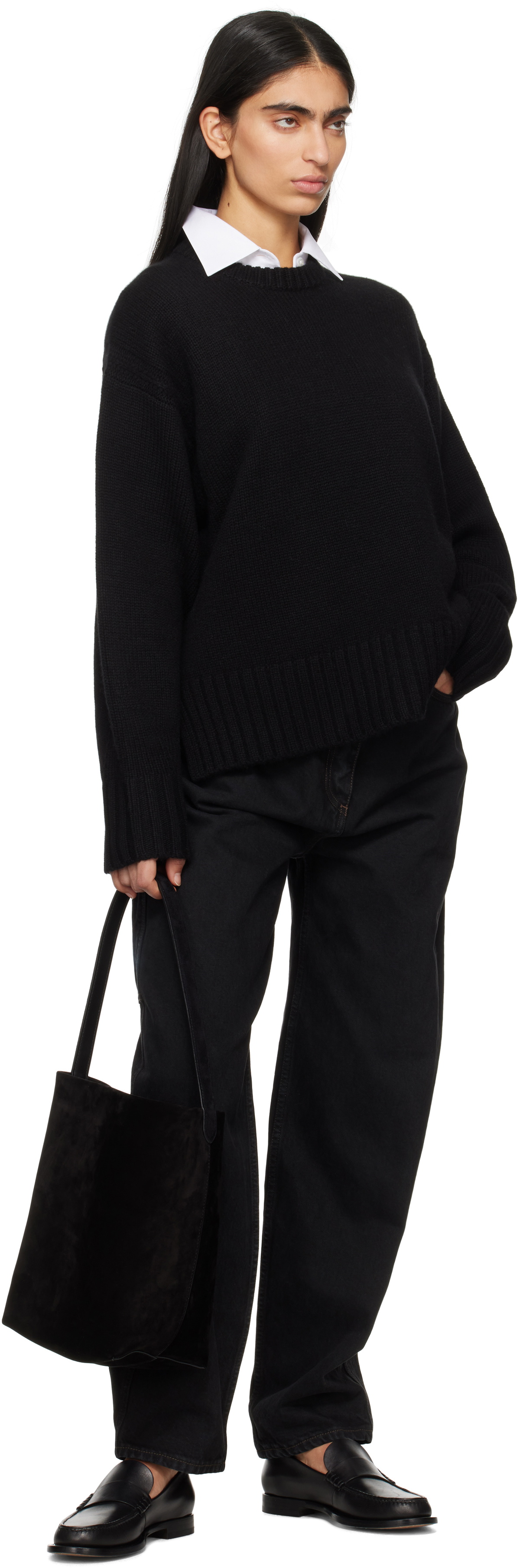 Guest in Residence Black Cozy Crew Sweater