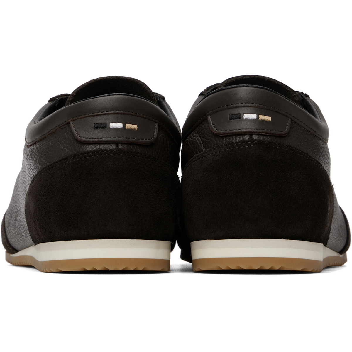 BOSS Brown Suede Trim Leather Sneakers