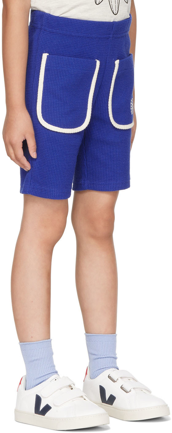 Mardi Mercredi Les Petits Kids Blue Waffle Shorts