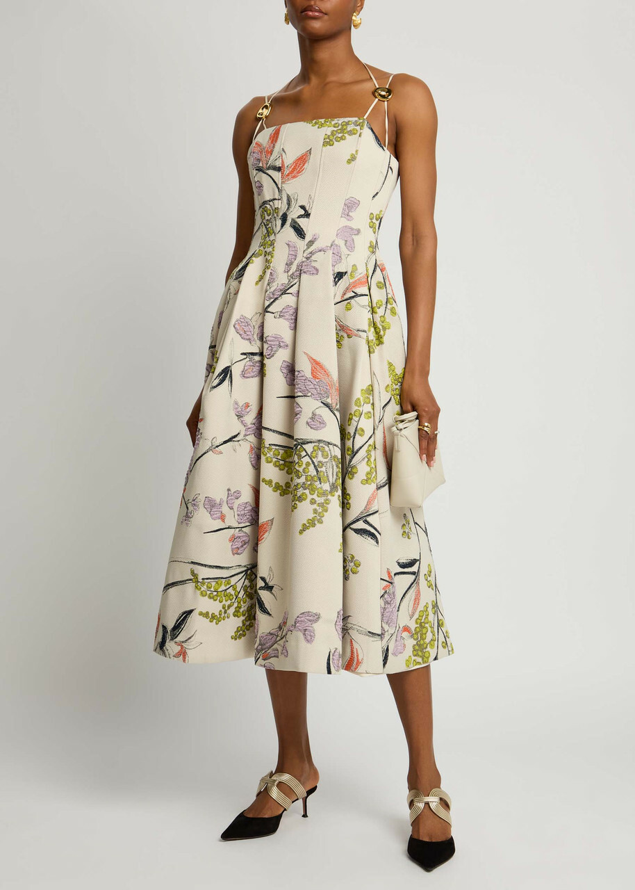 Stine Goya Floral-jacquard Woven Midi Dress Multicoloured 1