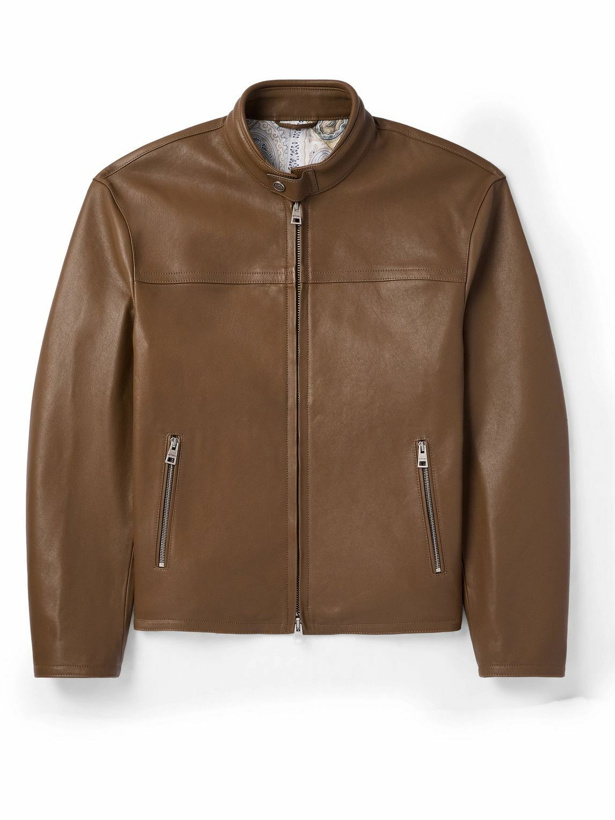 Photo: Etro - Leather Biker Jacket - Brown