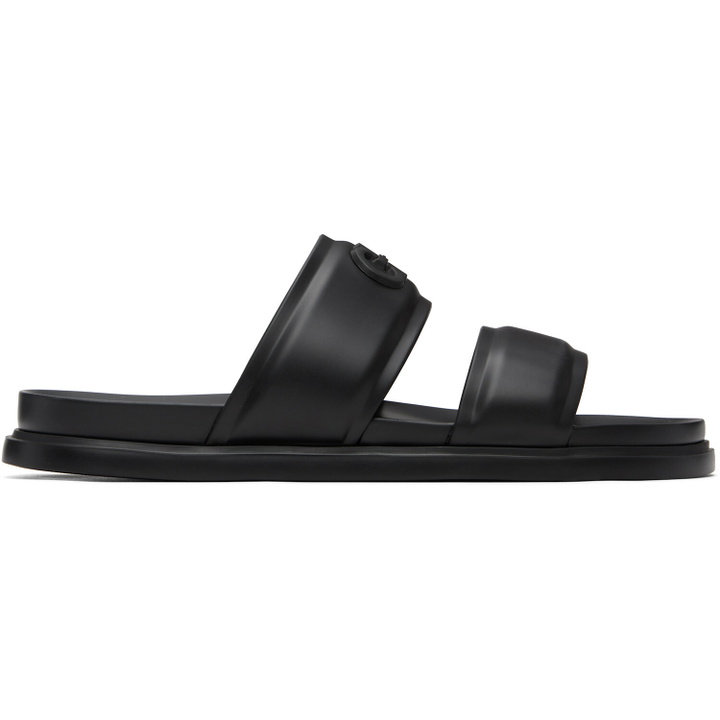Photo: Ferragamo Black Gancini Ornament Slide Sandals