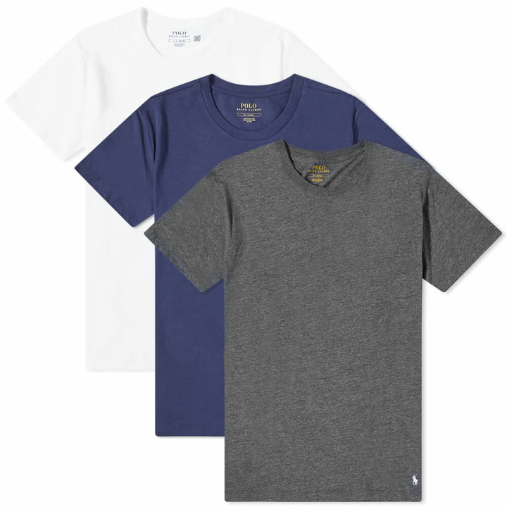 Photo: Polo Ralph Lauren Men's Crew Base Layer T-Shirt - 3 Pack in Navy/Charcoal/White