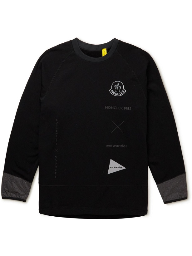 Photo: Moncler Genius - And Wander 2 Moncler 1952 Shell-Trimmed Jersey Sweatshirt - Black