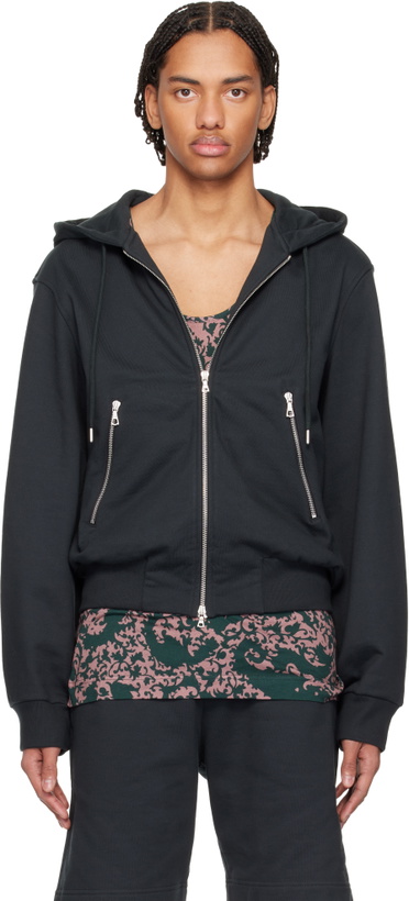 Photo: Dries Van Noten Black Loose Zipped Hoodie