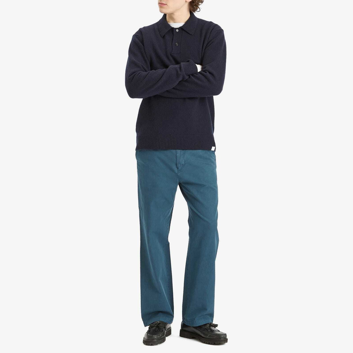 Auralee Men's Product Dyed Finx Gabardine Pants in Dyed Navy Auralee