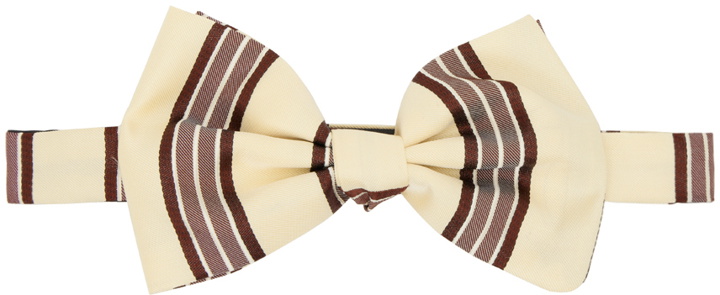 Photo: Dries Van Noten Beige & Brown Striped Bow Tie