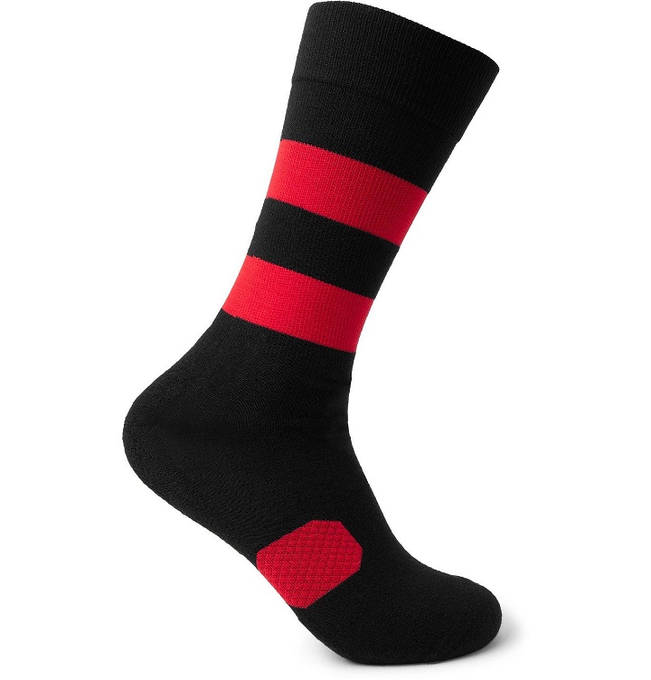Photo: DISTRICT VISION - Fred Striped Stretch Cotton-Blend Running Socks - Black