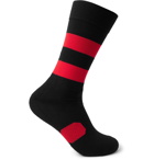 DISTRICT VISION - Fred Striped Stretch Cotton-Blend Running Socks - Black