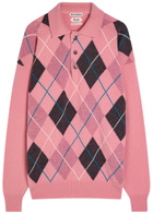 JW Anderson Pringle Argyle Wool Polo Jumper Pink