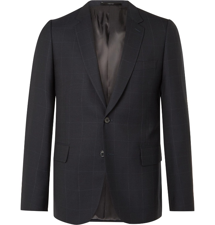 Photo: Paul Smith - Slim-Fit Checked Birdseye Wool Suit Jacket - Blue
