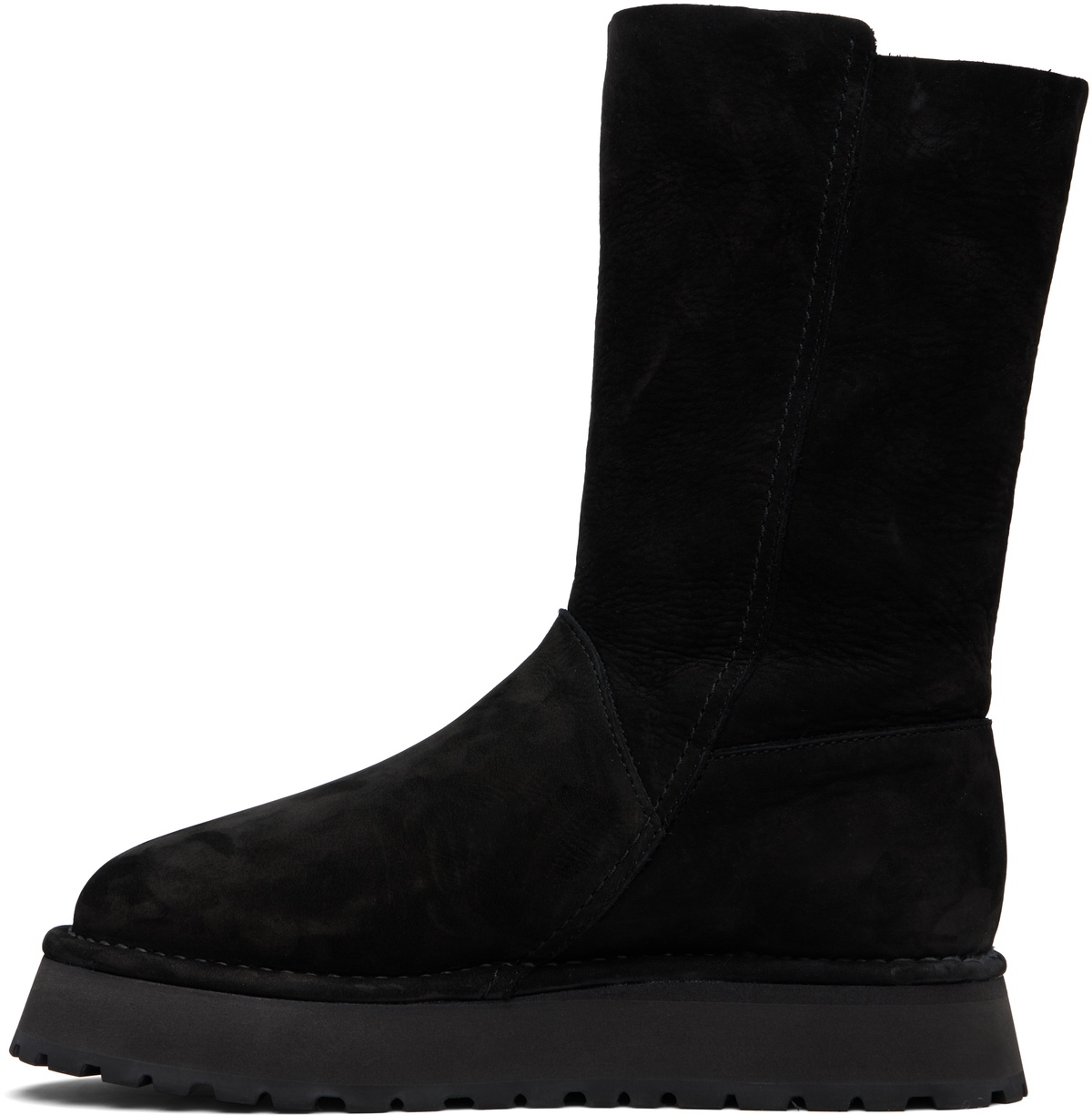 Y's Black Nubuck Leather Slip-On Boots