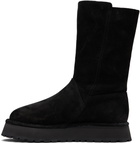 Y's Black Nubuck Leather Slip-On Boots