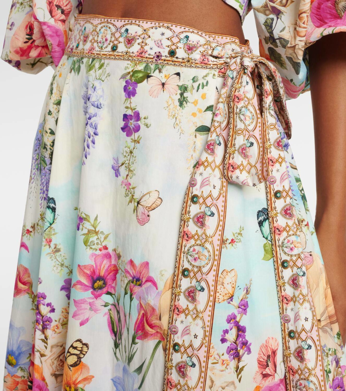 Camilla Printed cotton wrap skirt