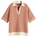 AMIRI Men's Checkered Oversized Woven Polo in Burnt Orange