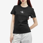 Calvin Klein Women's Monologo Slim T-Shirt in Ck Black