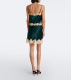 Dôen Giulietta lace-trimmed silk satin miniskirt