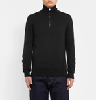 Burberry - Slim-Fit Check-Trimmed Merino Wool Half-Zip Sweater - Men - Black