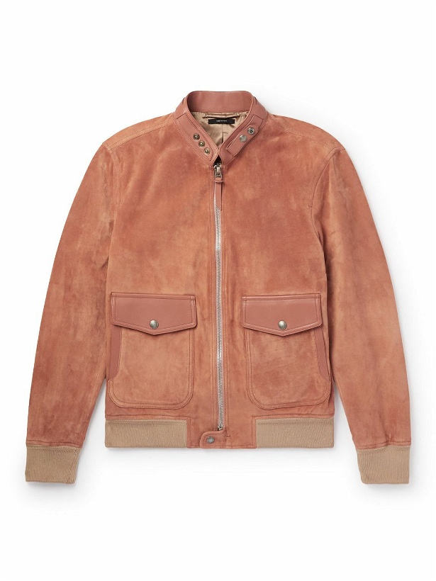 Photo: TOM FORD - Slim-Fit Leather-Trimmed Suede Bomber Jacket - Brown