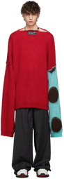 Raf Simons Red & Blue Oversized Polka Dot Jacquard Sweater