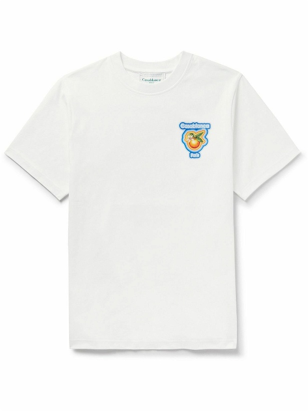 Photo: Casablanca - Radiating Orange Logo-Print Cotton-Jersey T-Shirt - White