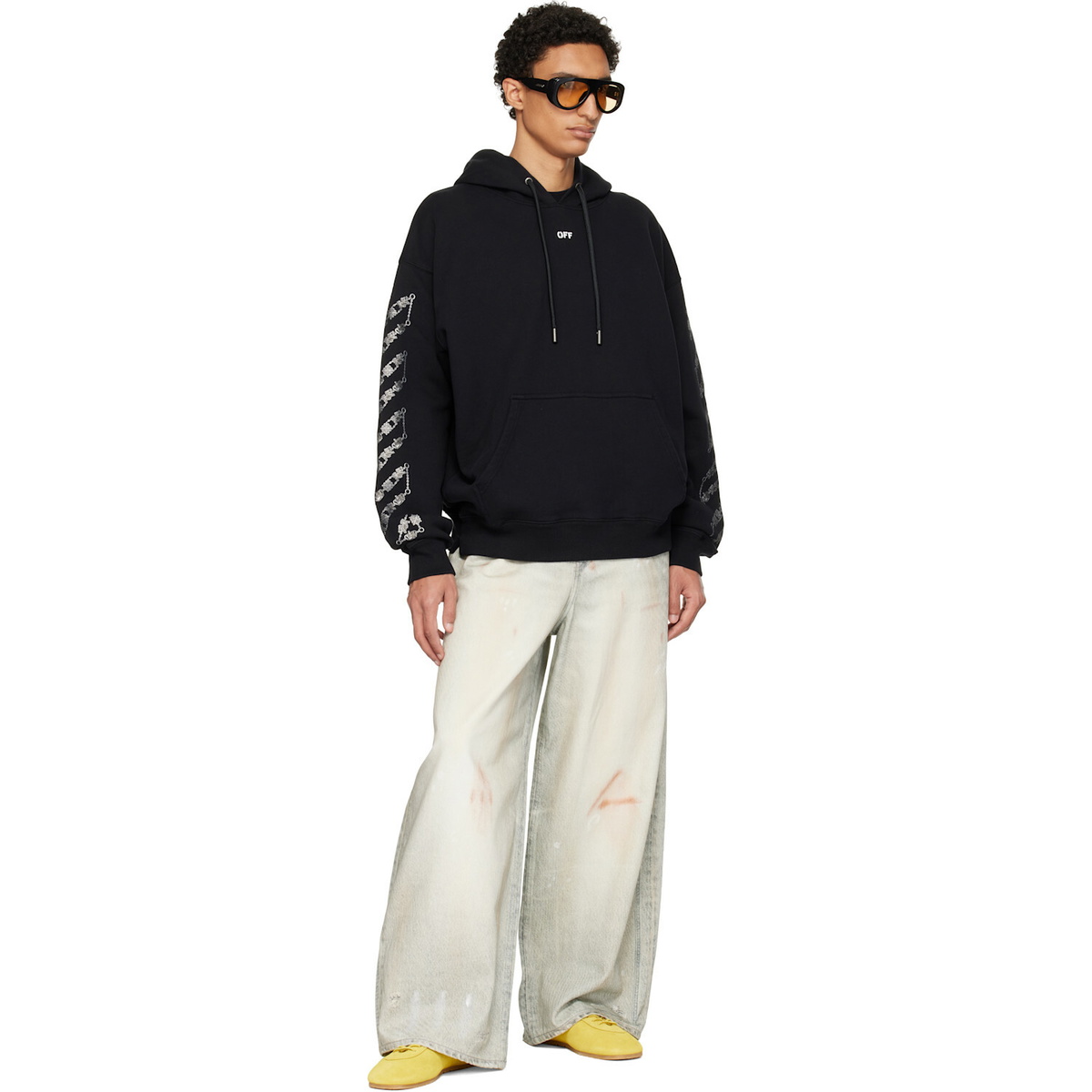 Off-White Black Chain Arrow Diagonal Skate Hoodie