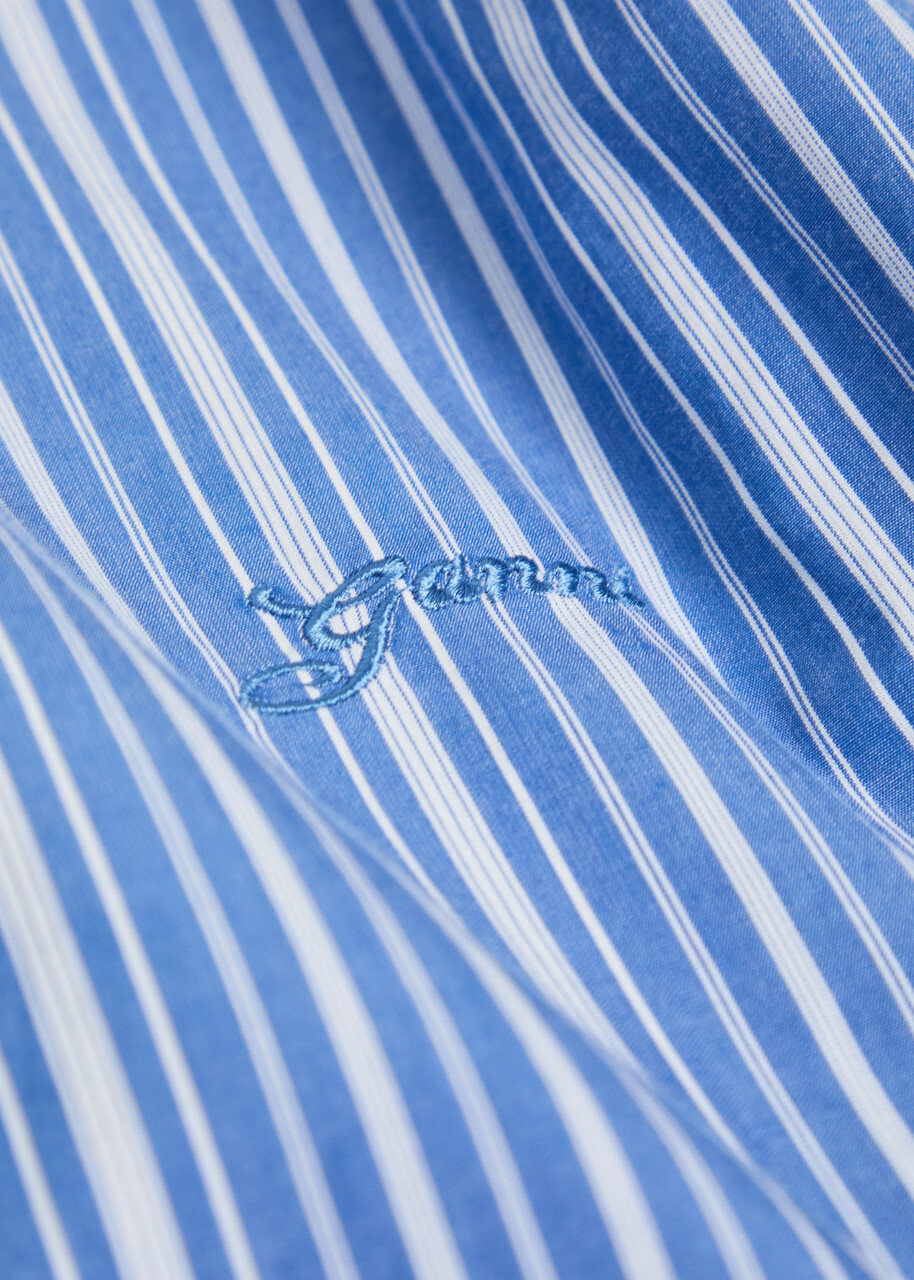 Ganni Striped Cotton-poplin Shirt Navy